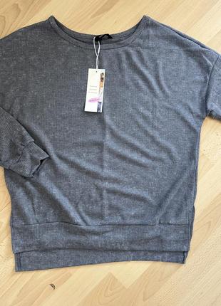 Трендовая хлопковая лёгкая вафельная футболка с длинным рукавом