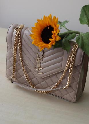 Женская сумка ysl envelope beige, женская сумка, брендовая сумка ив сен лоран бежевая  sk3002