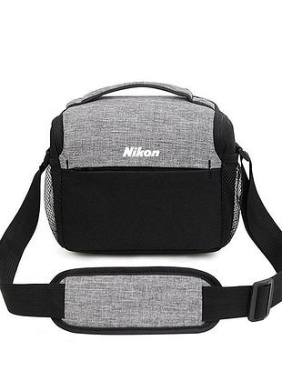 Сумка для фотоаппарата nikon универсальная 23x13x19см средняя черная с серым ( код: ibf076sb2 )
