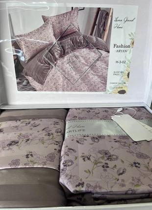 Постільна білизна страйп- сатин з квітковим принтом 🌺🥰