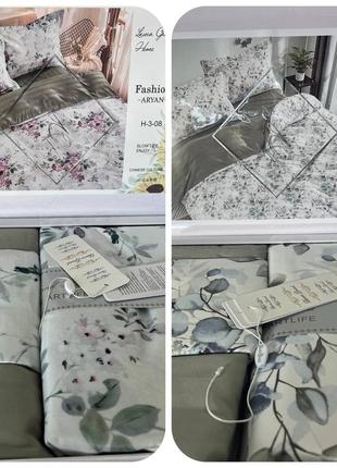 Постільна білизна страйп- сатин з квітковим принтом 🌺🥰