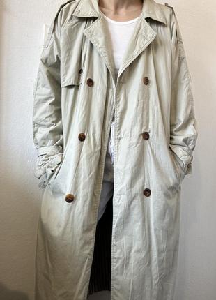 Винтажный тренч бежевый плащ оверсайз тренч оверсайз пальто с поясом тренч беж ветровка винтаж двубортное пальто vintage trench coat3 фото