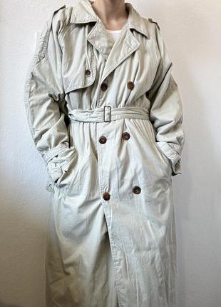 Винтажный тренч бежевый плащ оверсайз тренч оверсайз пальто с поясом тренч беж ветровка винтаж двубортное пальто vintage trench coat8 фото