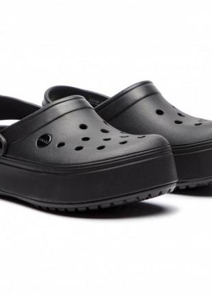 crocs lined кроксы клоги сабо шлепки на платформе сандалии crocband platform clog rainbow black
