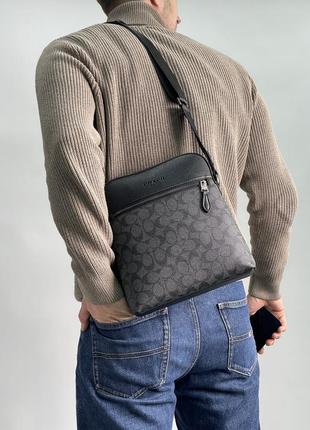 💎 coach houston flight bag in signature canvas grey