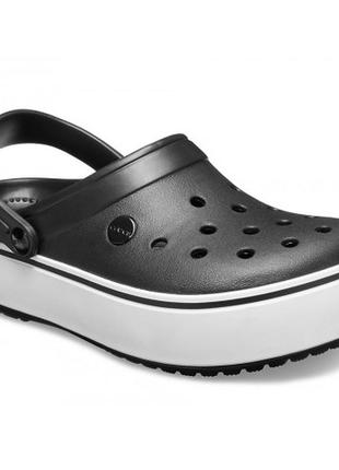 Crocs кроксы клоги сабо шлепки на платформе сандалии crocband platform clog  black fra3 фото