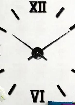 Большие настенные часы (римские+индексы) horloge 3d diy 60-90см (чёрный) salemarket