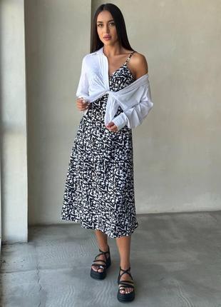 Костюм двойка платье + рубашка комплект миди платье комбинация сарафан на тонких...