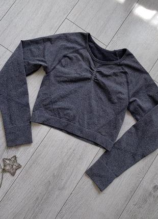 Укороченный топ кофта для тренировок в спортзале с отверстием для большого пальца