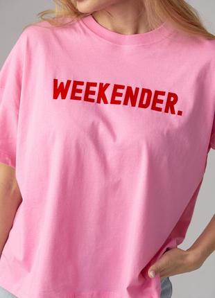 Трикотажна футболка з написом weekender3 фото
