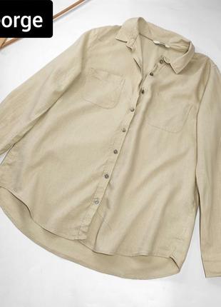 Рубашка женская бежевого цвета свободного кроя лен от бренда george s