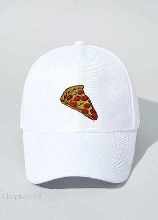 Белая кепка бейсболка с принтом пиццца