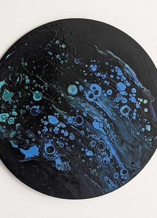 Картина флюид арт подарунок hand made бульбашки кратер планета круг fluid art