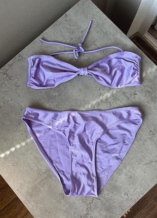 Фиолетовый купальник раздельный л-хл бандо бикини 👙 💜