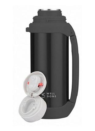 Термос вакуумный 1 л well done wd-7031b. цвет: черный