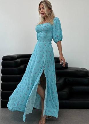 Платье миди из штапеля корсетное со шнуровкой на спинке приталенное с разрезом на юбке с рукавами фонариками крестьянка чёрное мятное белое