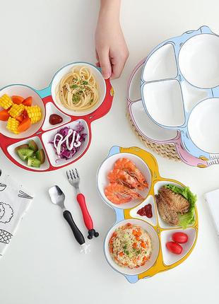 Тарелка детская на 5 секций машинка 14119 27.5х19 см красная