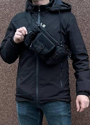 Тактическая сумка черная мужская через плечо сумка слинг с местом для патча