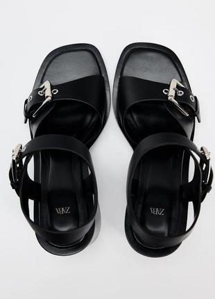 Шкіряні чорні босоніжки zara new5 фото
