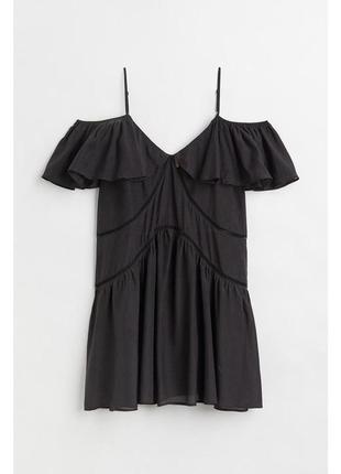 Новое!воздушное невесомое ярусное платье оверсайз с открытыми плечами h&amp;m