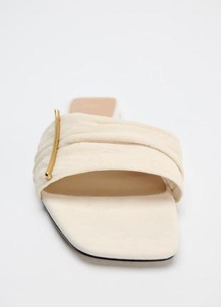 Текстильные шлепанцы бежевые zara new3 фото