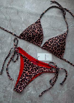 Раздельный купальник на подкладке в леопардовый принт
