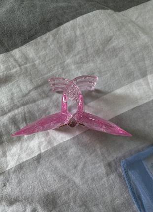 Крабик для волос бабочка заколка блестки прозрачная