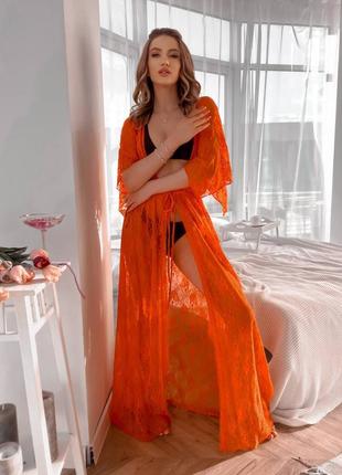 Роскишная, летняя, легкая гипюровая туника в пол на затяжке vm-9097