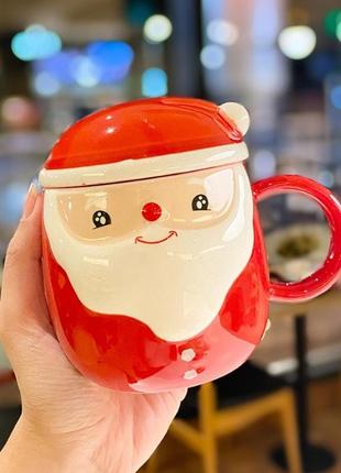 Кружка с крышкой новогодняя santa claus 1 13714 350 мл