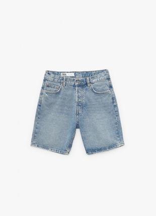 Шорты джинсовые свободного кроя zara голубой 1538/431/4272 фото
