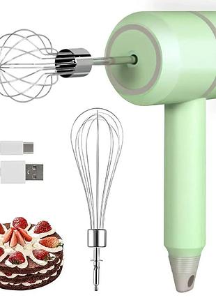 Акумуляторний міксер із 2 насадками usb electric whisk