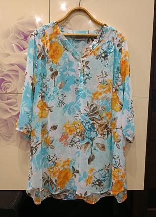 Легкая, воздушная, шифоновая туника, рубашка в цветочный принт от janina10 фото