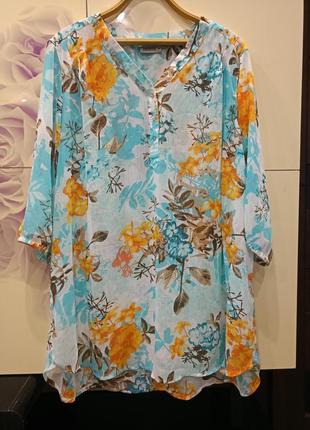 Легкая, воздушная, шифоновая туника, рубашка в цветочный принт от janina3 фото