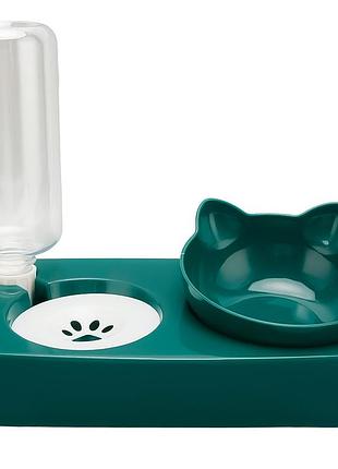 Миска для котов taotaopets 119906 forest green с поилкой 22*28,2*14,5 см двойная gl-55