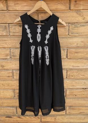 Женское черное платье шифоновое 44 размер