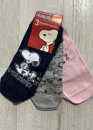 Комплект носков для кроссовок  (3 пары) peanuts разм. 39-42