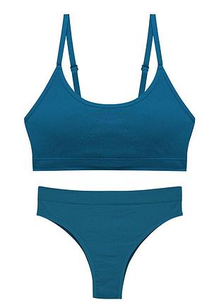 Бесшовный комплект женского белья в рубчик трусы и топ 0202# туркус l 80 abc dm-11