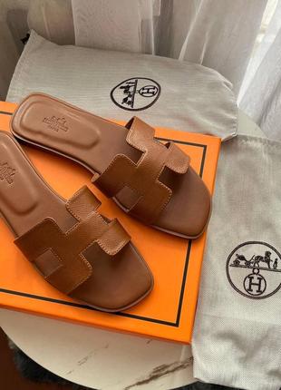 Тапки, шльопанці, сланці ермес, шкіряні шлепки hermes. люкс ‼️шкіра