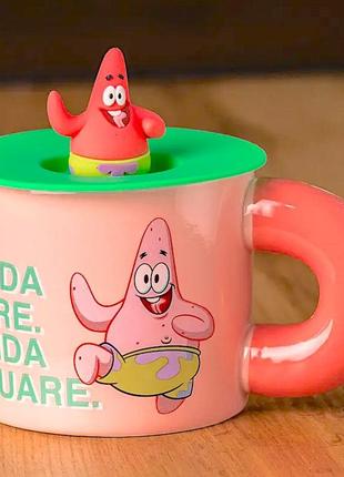 Чашка с крышкой керамическая патрик стар 400 мл patrick star