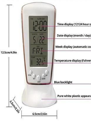 Стильные современные часы с подсветкой и будильником