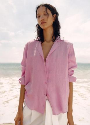 Піжамна  сорочка zw collection  зі  100%-го  льону zara