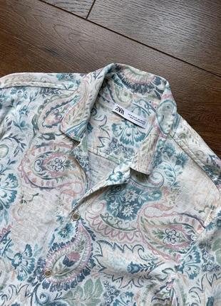 Теніска тенниска рубашка сорочка zara льон оригинал | мужская одежда