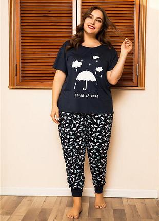 Жіноча піжама з візерунком парасольки do2028 чорна