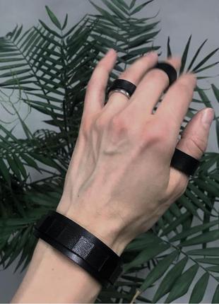 Браслет + каблучки набір сет , шкіряний браслет і каблучки gothic, boho, alt, witchcore, мінімалізм