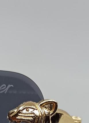 Окуляри в стилі cartier унісекс сонцезахисні безоправні чорні в золотому металі