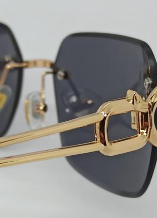 Окуляри в стилі cartier унісекс сонцезахисні безоправні чорні в золотому металі