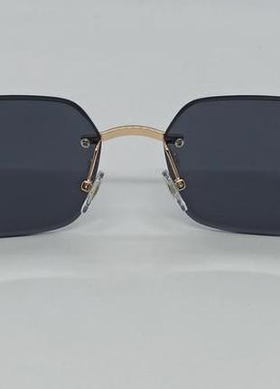 Окуляри в стилі cartier унісекс сонцезахисні безоправні чорні в золотому металі