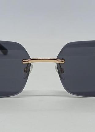 Окуляри в стилі cartier унісекс сонцезахисні безоправні чорні в золотому металі