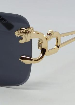 Окуляри в стилі cartier унісекс сонцезахисні безоправні чорні в золотому металі