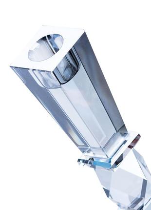 Подсвечник 25 (см) стеклянный высокий на стол переносной на 1 свечу геометрический